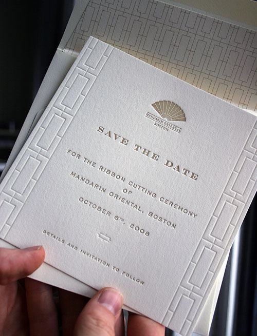 Mandarin Oriental Hotel letterpress invite