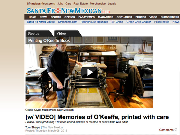Letterpress pieces printed by Tom Leech were used for a new Georgia O'Keefe memoir. 