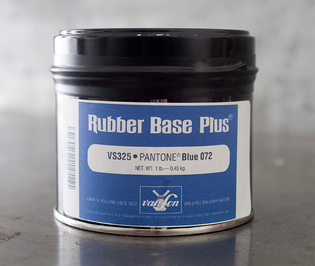 Letterpress Ink, rubberbased Pantone Blue 072, letterpress supplies