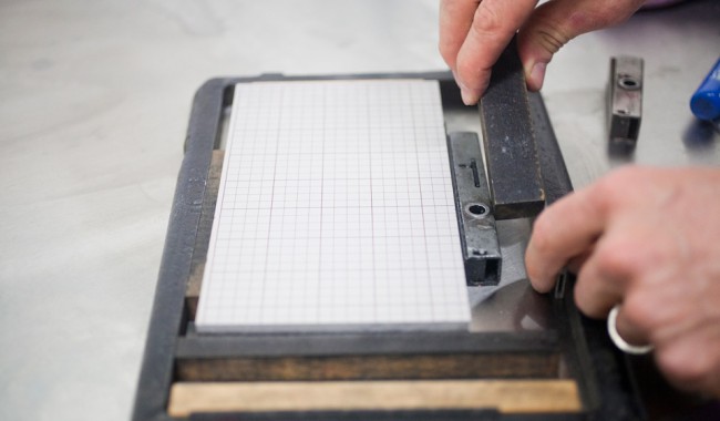 photo of Locking up platen press chase