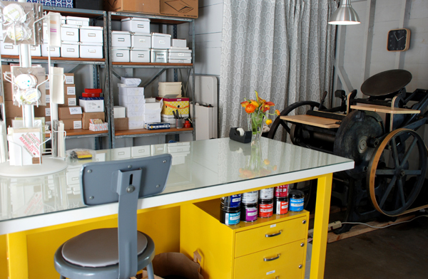 Julie Karatzis of Cartoules Press talked with Boxcar Press about her workspace and how she got started