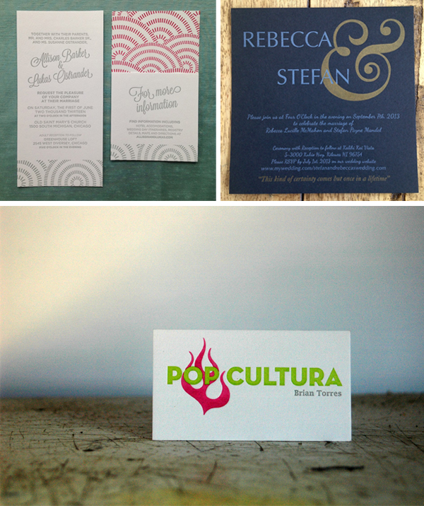 Custom letterpress invitations made by Thomas & Brown in Chicago