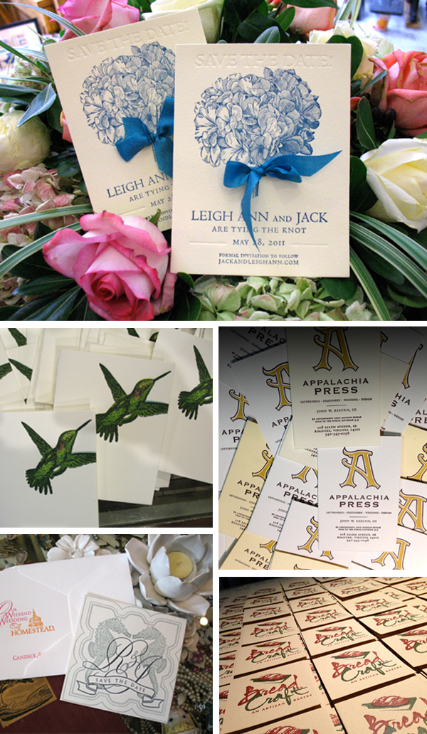 Floral and beautiful letterpress invitations printed by Appalachia Press.