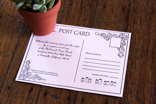 Elegant printed letterpress postcard from Press 65.